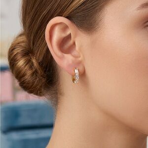 Gold Baguette Huggie Hoop Earrings - Elegant Women Jewelry